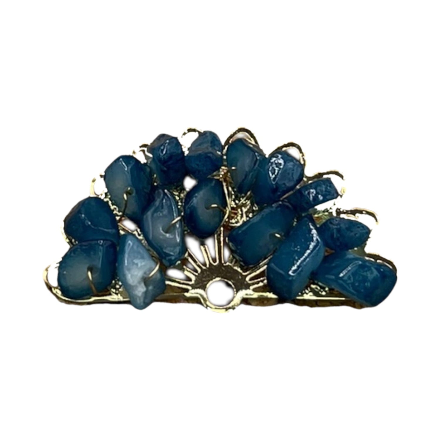 BROCHE MINI ABANICO PIEDRA AZUL