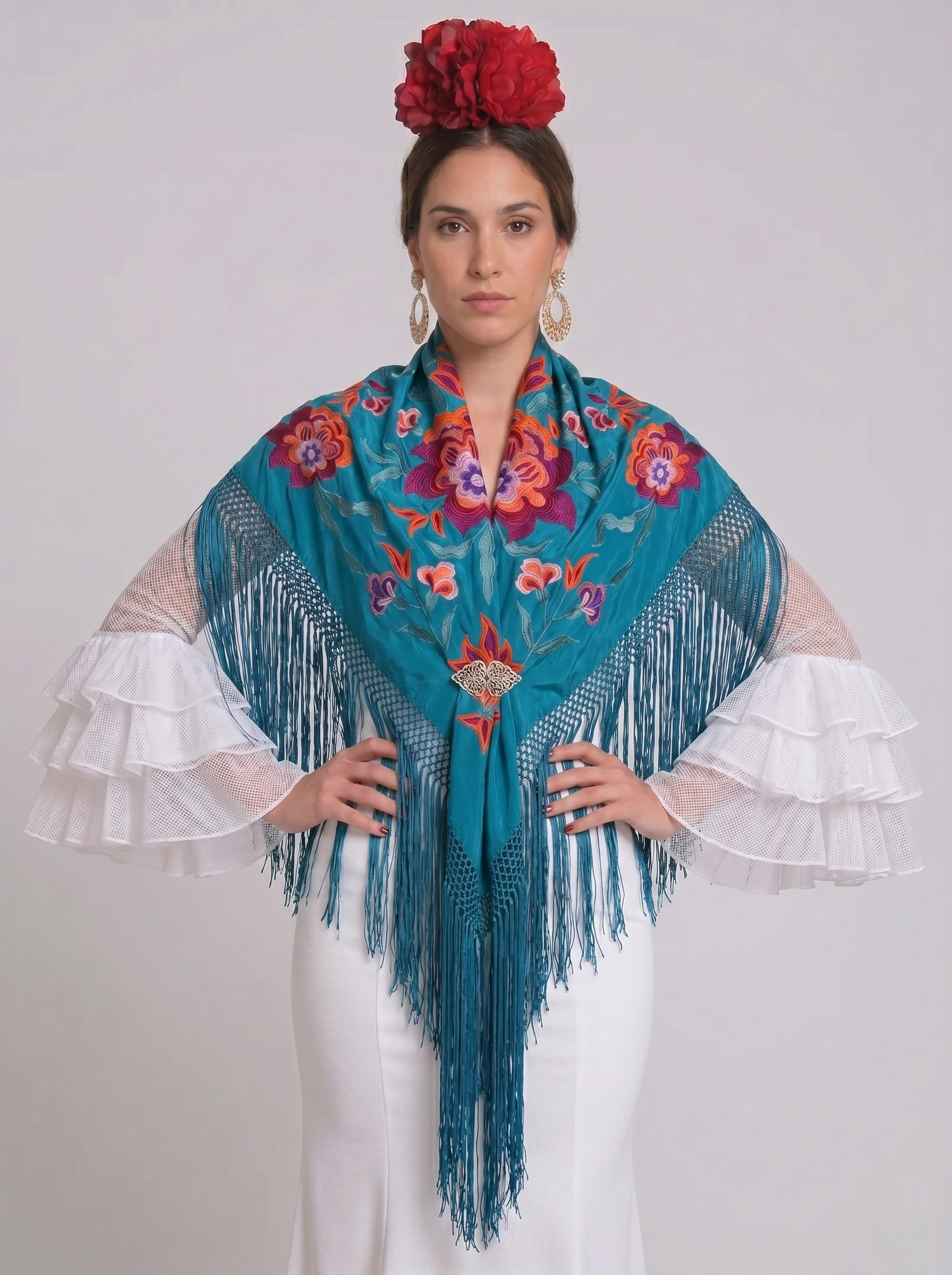 MANTÓN SEDA VALETINA AZUL