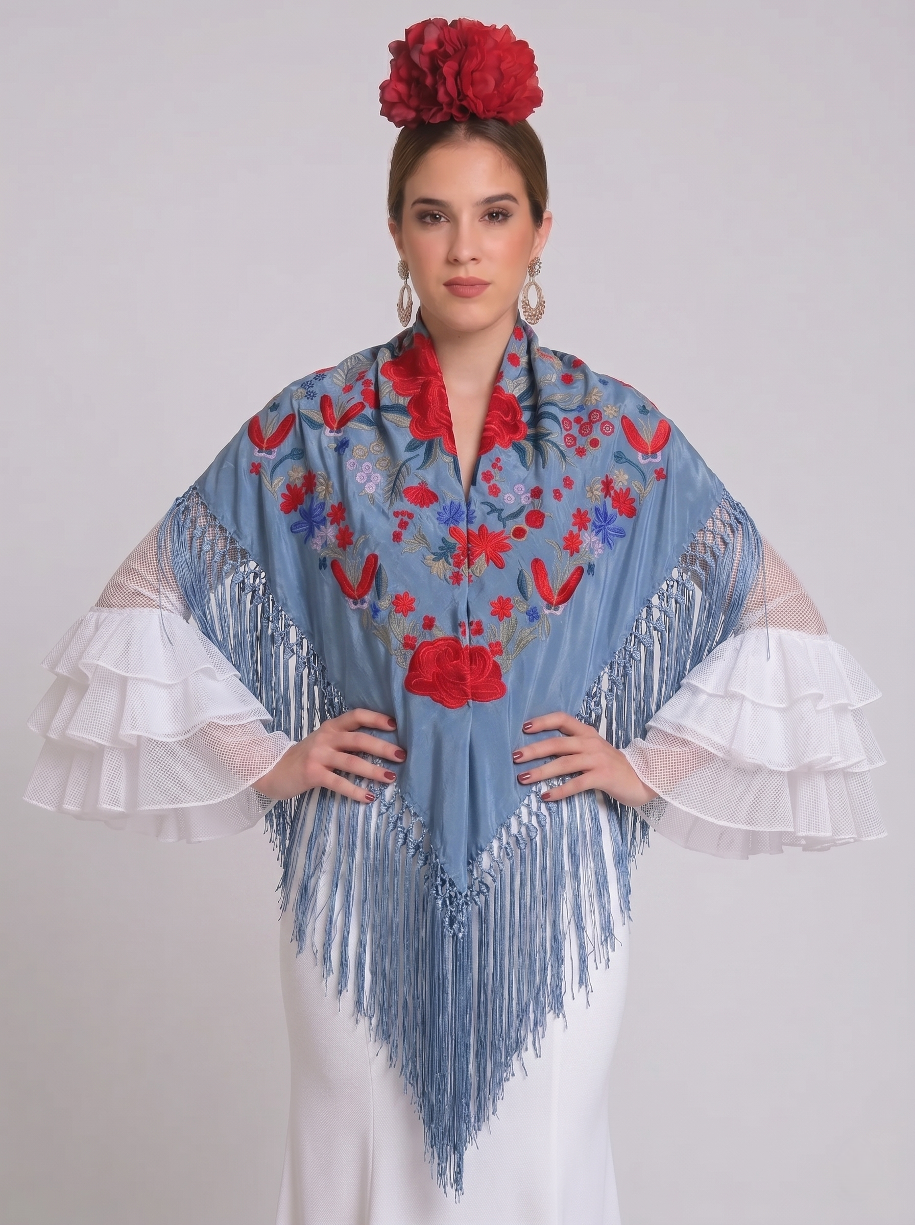 MANTÓN SEDA RAQUEL AZUL