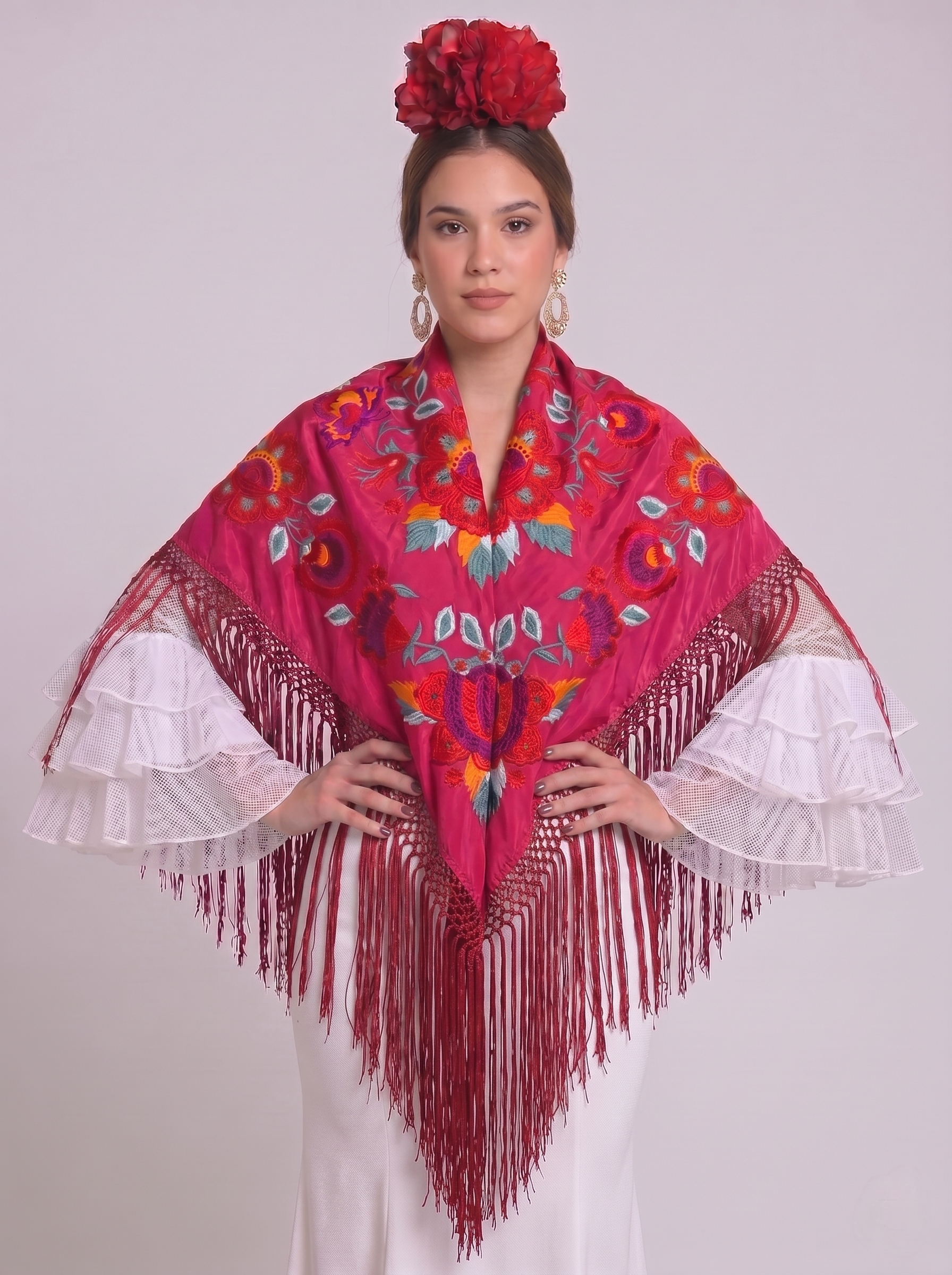 MANTÓN SEDA ARACELI ROJO