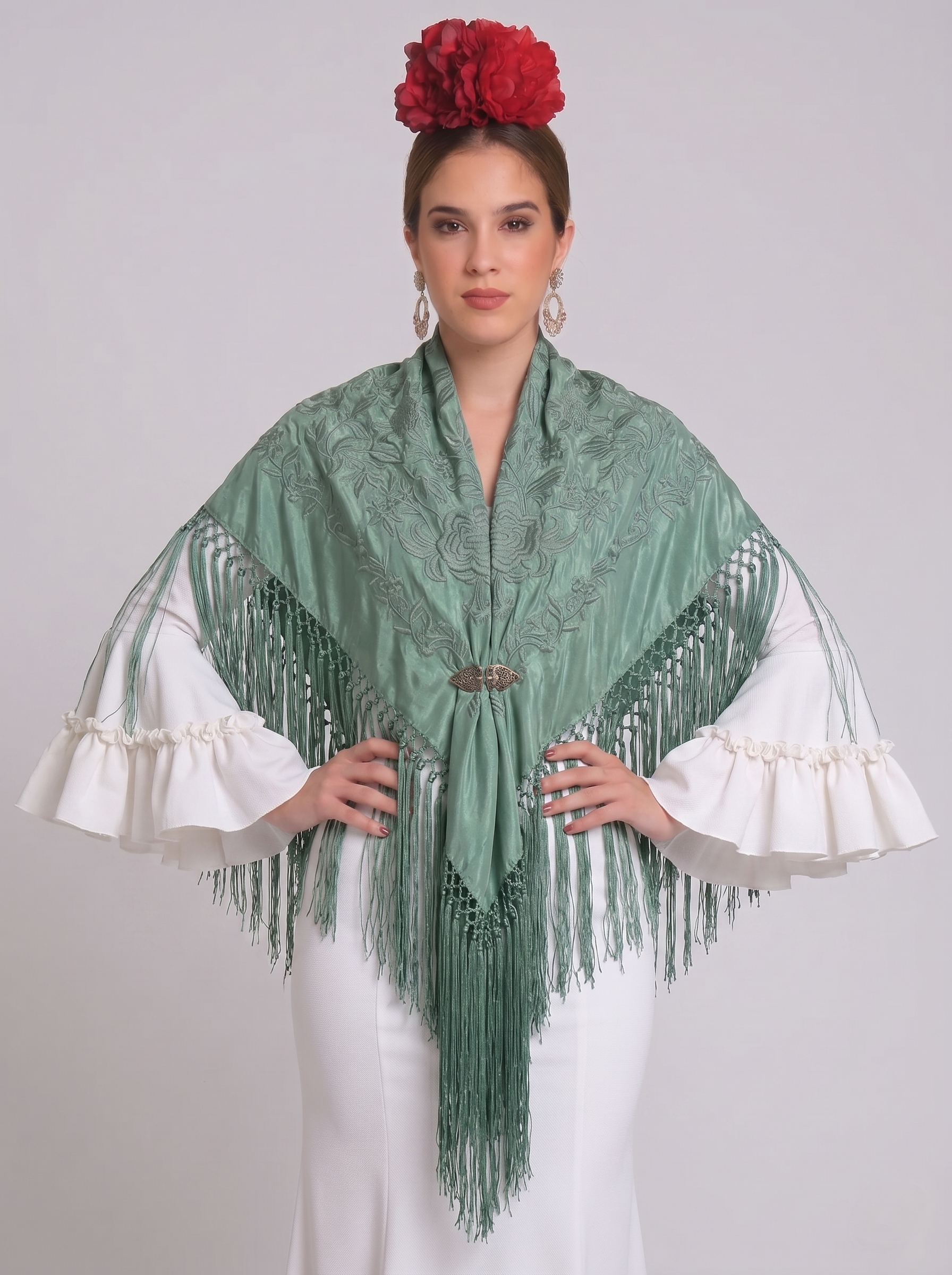 MANTÓN SEDA RAQUEL VERDE