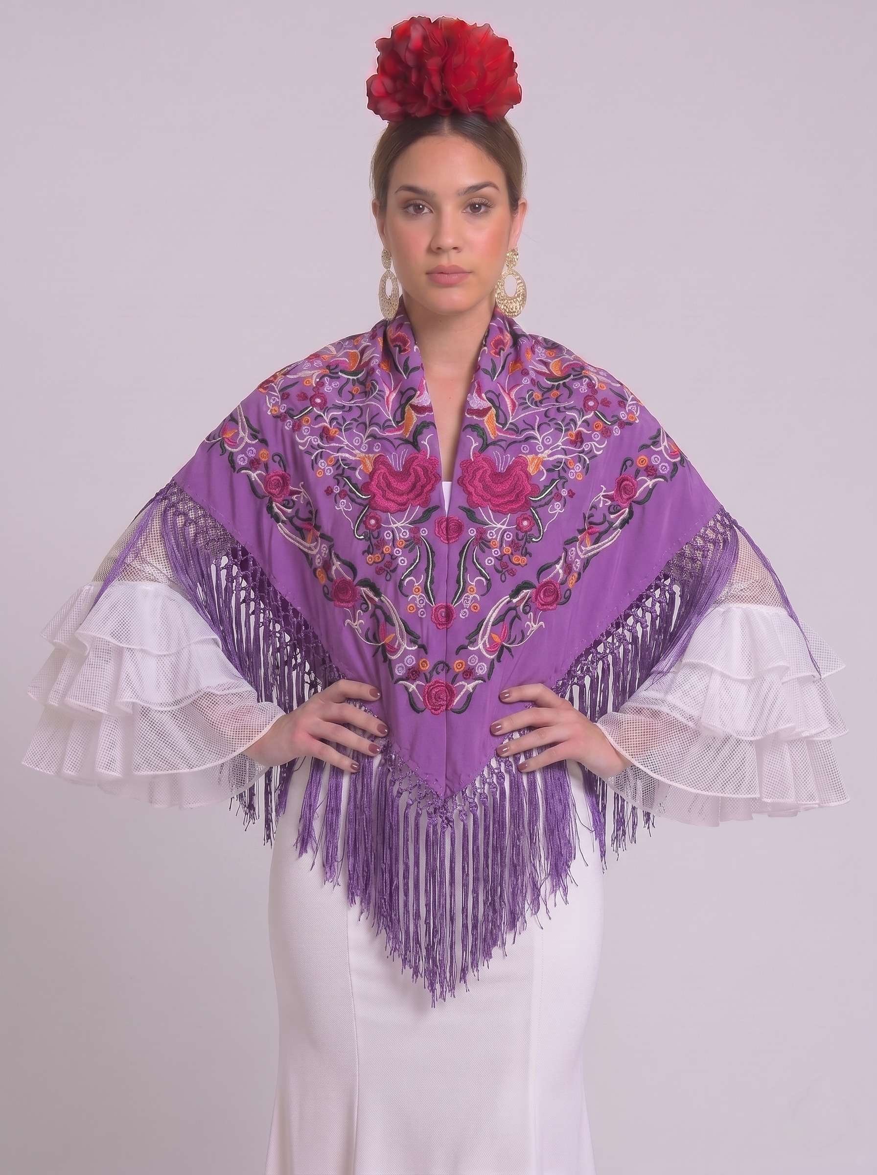MANTÓN BORDADO MARTA LILA