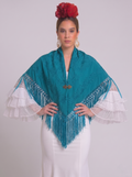 MANTÓN BORDADO RAQUEL TURQUESA
