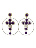 PENDIENTE ARO CRUZ MORADO
