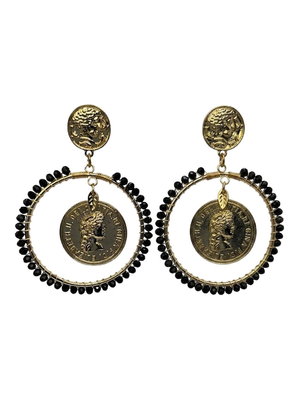 PENDIENTE ARO MONEDA NEGRO