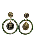 PENDIENTE ARO MONEDA VERDE