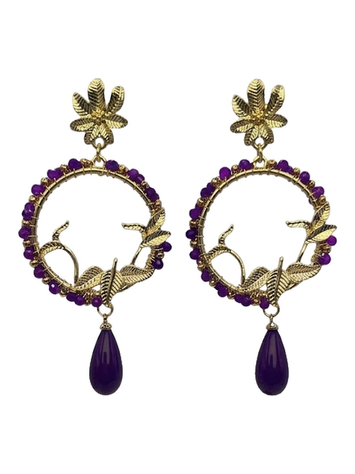 PENDIENTE CÍRCULO LÁGRIMA MORADO