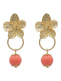 PENDIENTE FLOR BOLITA CORAL