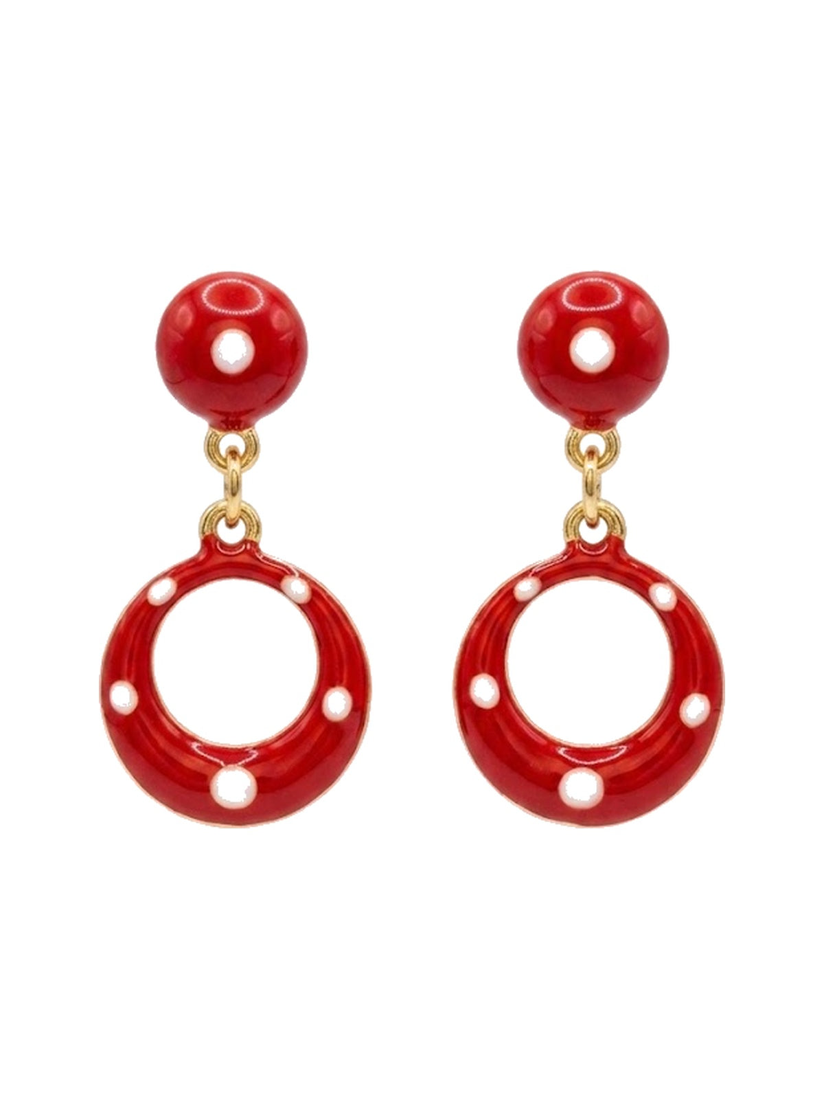 PENDIENTE CÍRCULO MINI NIÑA ROJO BLANCO