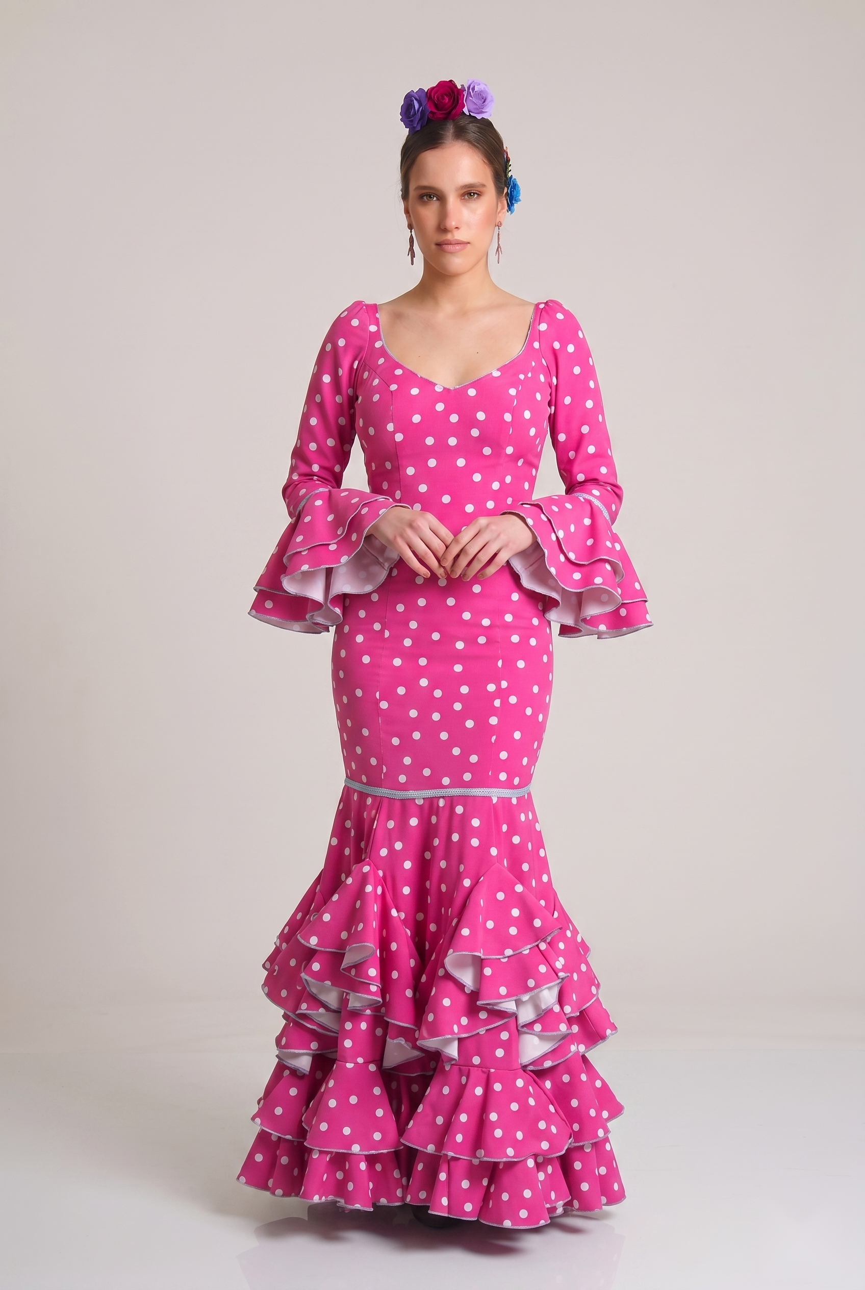TRAJE FLAMENCA MÁLAGA ROSA