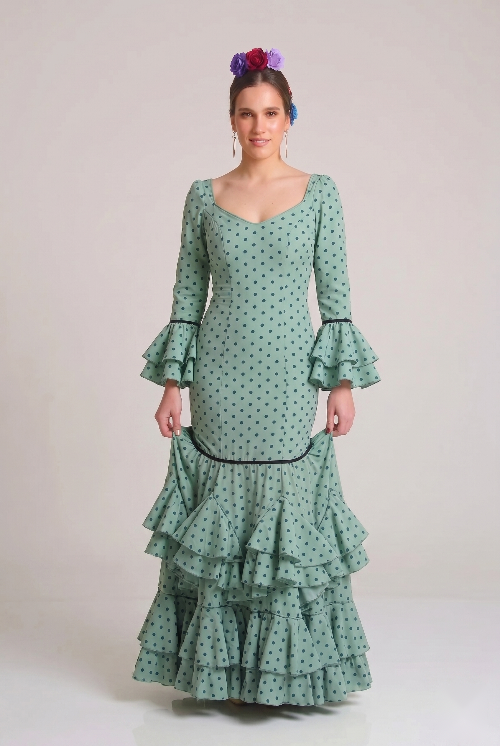 TRAJE FLAMENCA MÁLAGA VERDE