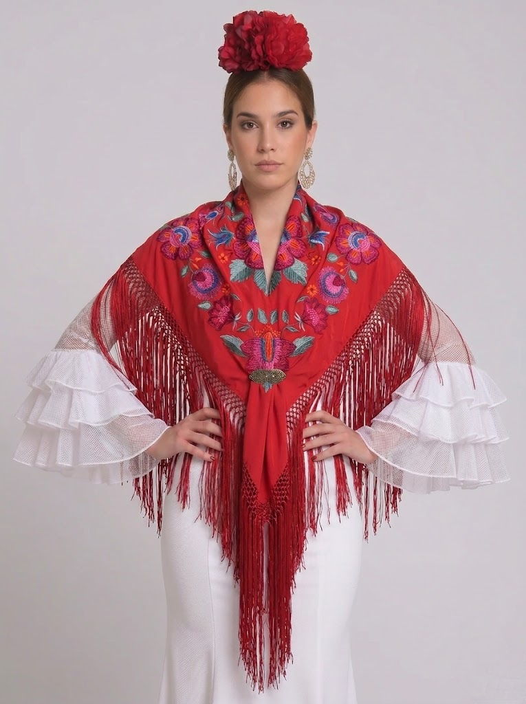 MANTÓN SEDA VALERIA ROJO